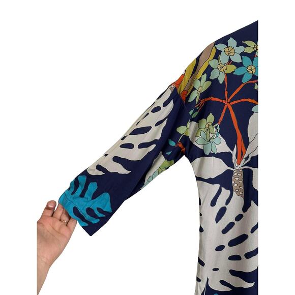 Vilagallo Womens Silk Floral Print 3/4 Sleeve Boho Shift Dress Casual Size 36 - Picture 3 of 9